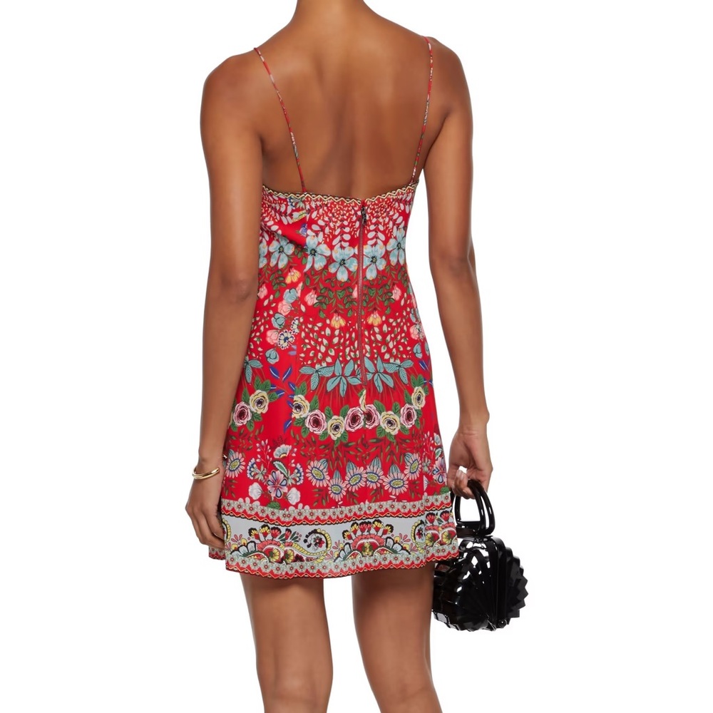 Alice + Olivia Ira Floral A-Line Dress Size 6 Wildflower Bright Poppy